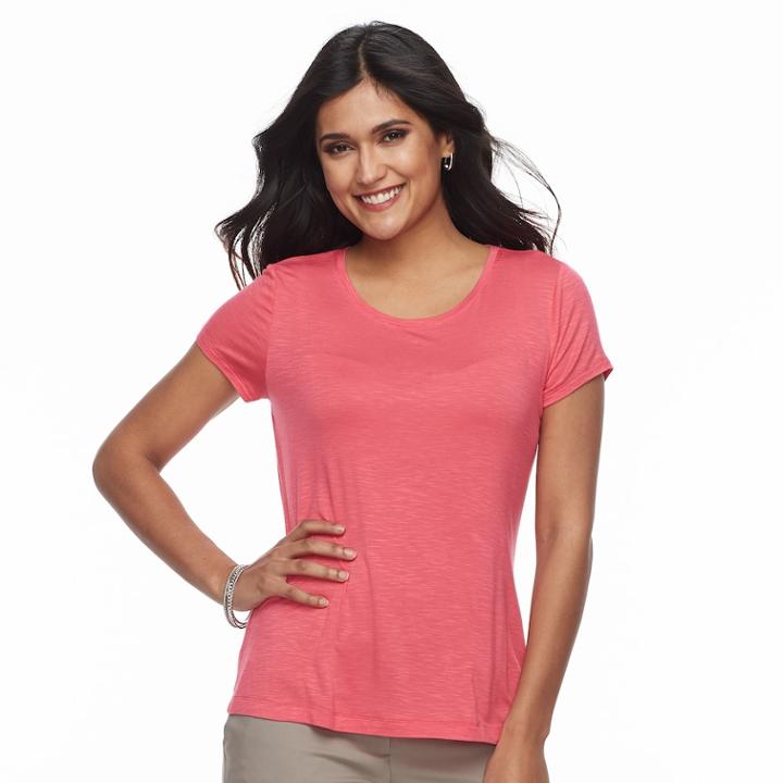 Petite Apt. 9® Essential Crewneck Jersey Tee, Women's, Size: L Petite, Med Pink