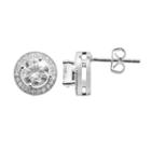 The Silver Lining Cubic Zirconia Silver Tone Halo Stud Earrings, Women's, White
