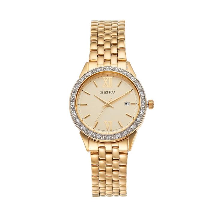 Seiko Women's Crystal Stainless Steel Watch - Sur688, Size: Small, Gold