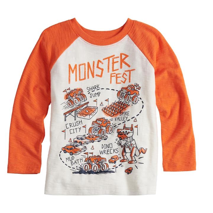 Toddler Boy Jumping Beans&reg; Long Sleeve Slubbed Raglan Graphic Tee, Size: 4t, White