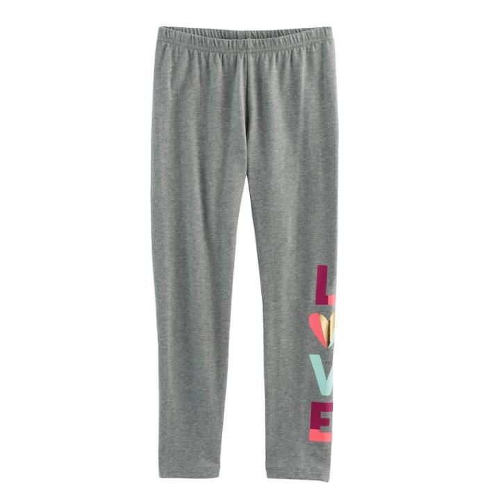 Girls 4-10 Jumping Beans&reg; Graphic Leggings, Size: 5, Med Grey