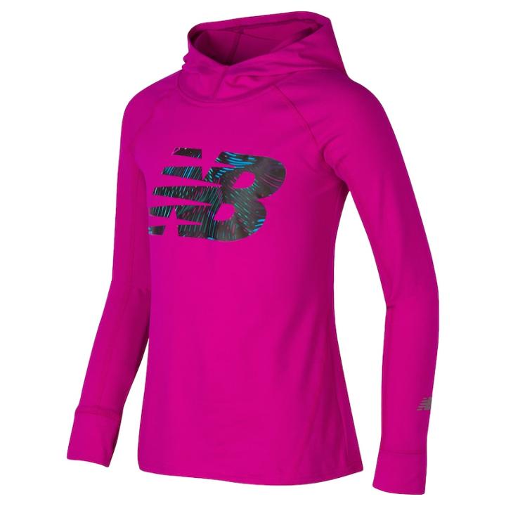 Girls 7-16 New Balance Hooded Performance Top, Size: 10-12, Dark Pink