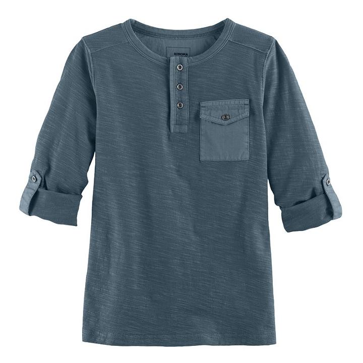 Boys 4-7x Sonoma Goods For Life&trade; Slubbed Henley, Size: 6, Med Blue