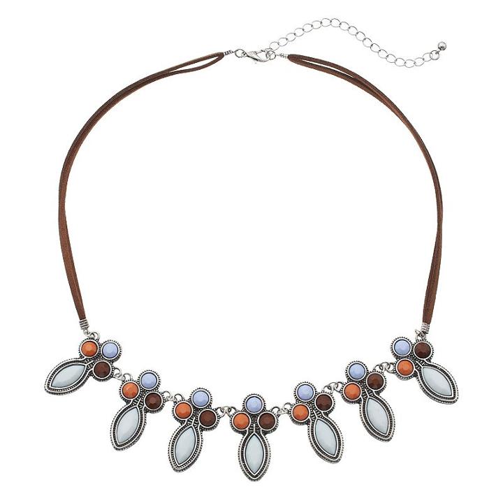 Mudd&reg; Geometric Stone Cluster Necklace, Women's, Multicolor