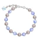 Crystal Avenue Silver-plated Simulated Pearl And Crystal Bracelet - Made With Swarovski Crystals, Women's, Blue