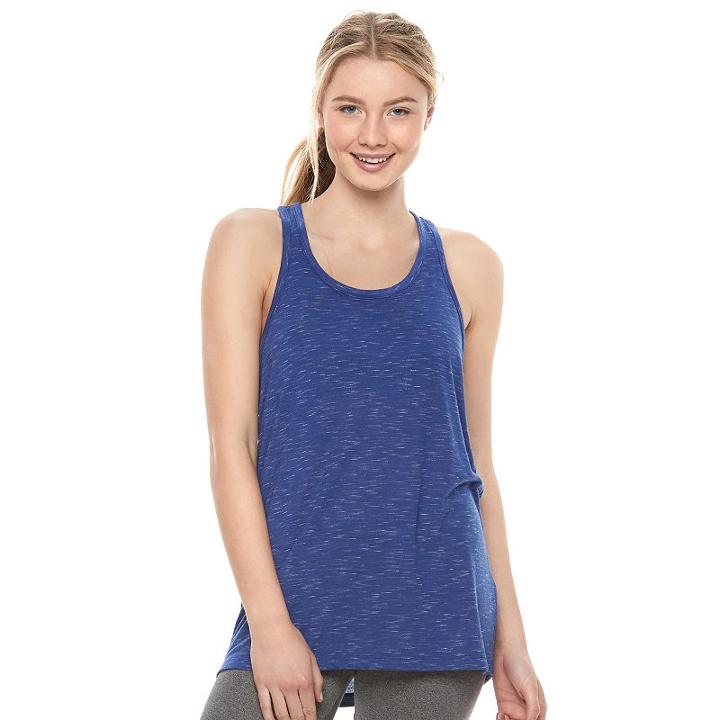 Juniors' So&reg; Mesh Back Space-dyed Tank, Girl's, Size: Large, Dark Blue