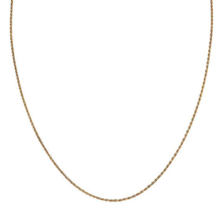 14k Gold Over Silver Rope Chain Necklace - 24 In, Women's, Size: 24