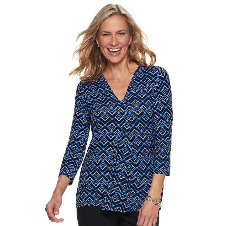Women's Dana Buchman Release-pleat Top, Size: Xxl, Blue