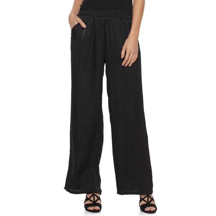 Women's Studio 253 Satin Palazzo Pants, Size: Medium, Black