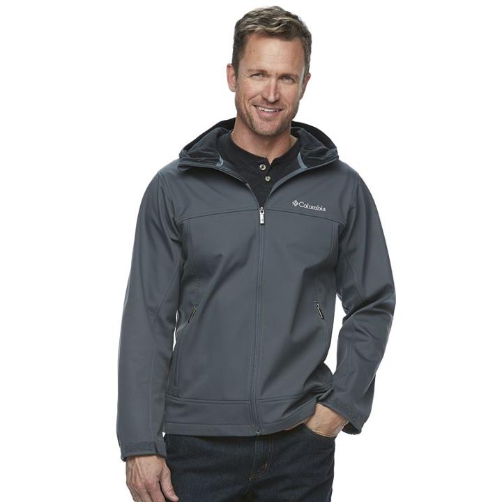 Men's Columbia Smooth Spiral Hooded Softshell Jacket, Size: Large, Light Grey