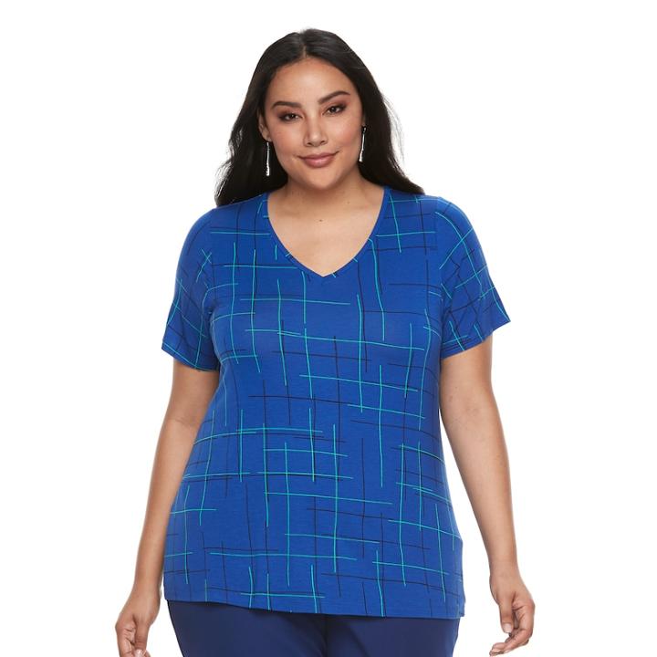 Plus Size Apt. 9&reg; Essential V-neck Tee, Women's, Size: 1xl, Blue