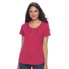 Women's Croft & Barrow&reg; Henley Tee, Size: Xl, Dark Pink