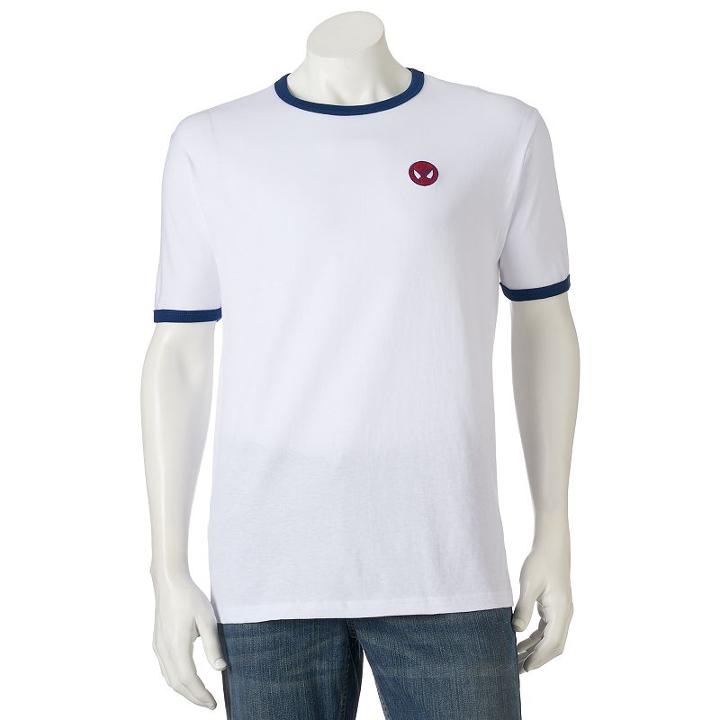 Men's Marvel Spider-man Ringer Tee, Size: Small, White Oth
