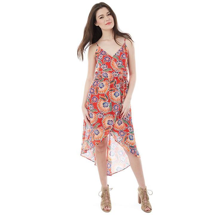 Juniors' Iz Byer California Print High-low Dress, Girl's, Size: Xs, Brt Orange