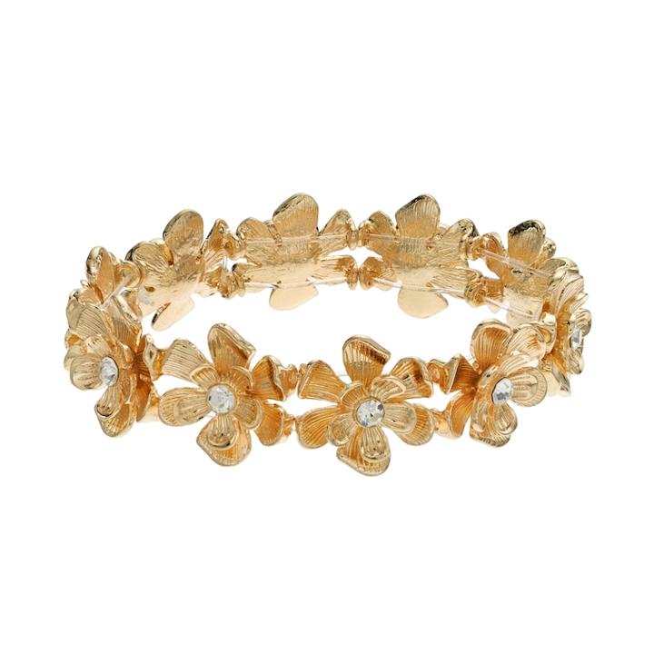 Lc Lauren Conrad Flower Stretch Bracelet, Women's, Gold