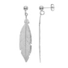 Sterling Silver Feather Drop Earrings, Women's