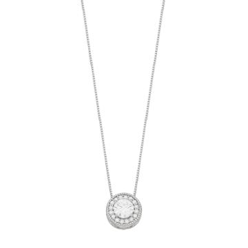Forever Classic Sterling Silver 1 Carat T.w. Lab-created Moissanite Halo Pendant, Women's, Size: 18, White