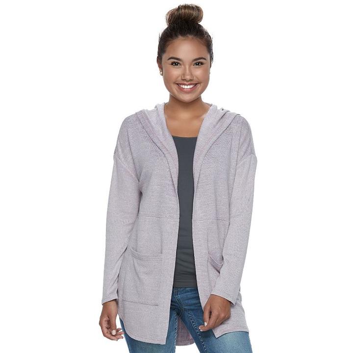 Juniors' Mudd&reg; Hooded Cardigan, Teens, Size: Large, Purple Oth