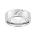Diamond Accent Stainless Steel Wedding Band - Men, Size: 7, White