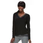 Petite Tek Gear Asymmetrical Mock-layer Tee, Women's, Size: M Petite, Black