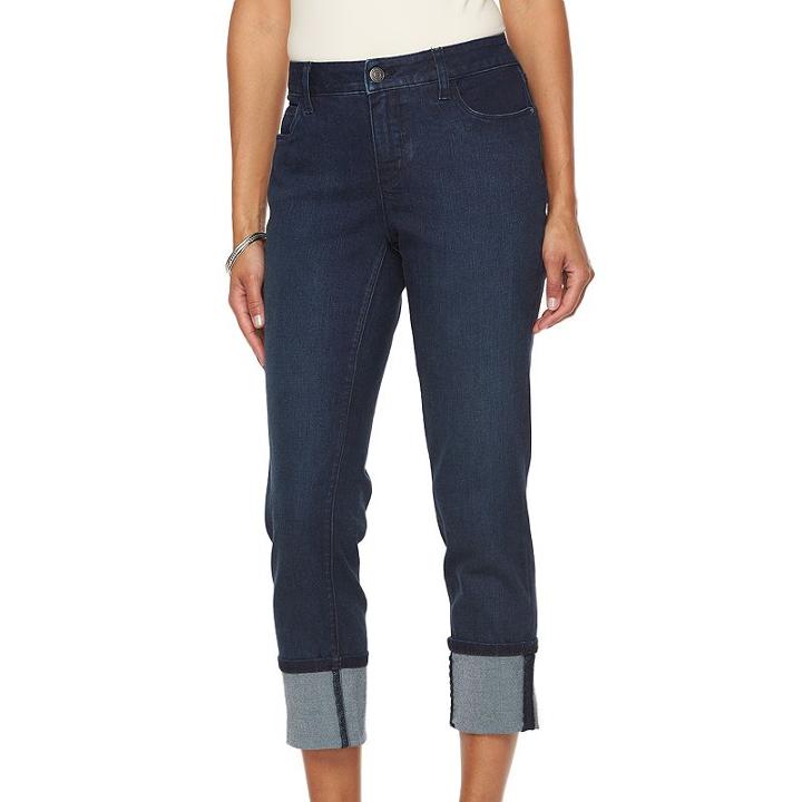 Petite Croft & Barrow&reg; Cuffed Crop Jeans, Women's, Size: 16 Petite, Med Blue