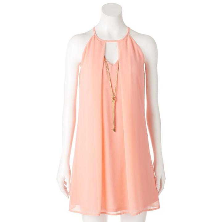 Juniors' Lily Rose Choker Shift Halter Dress, Girl's, Size: Medium, Drk Orange