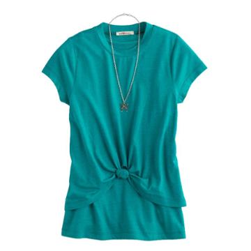 Girls 7-16 Dj & Juju Twist Front Tee With Necklace, Size: Xl, Green