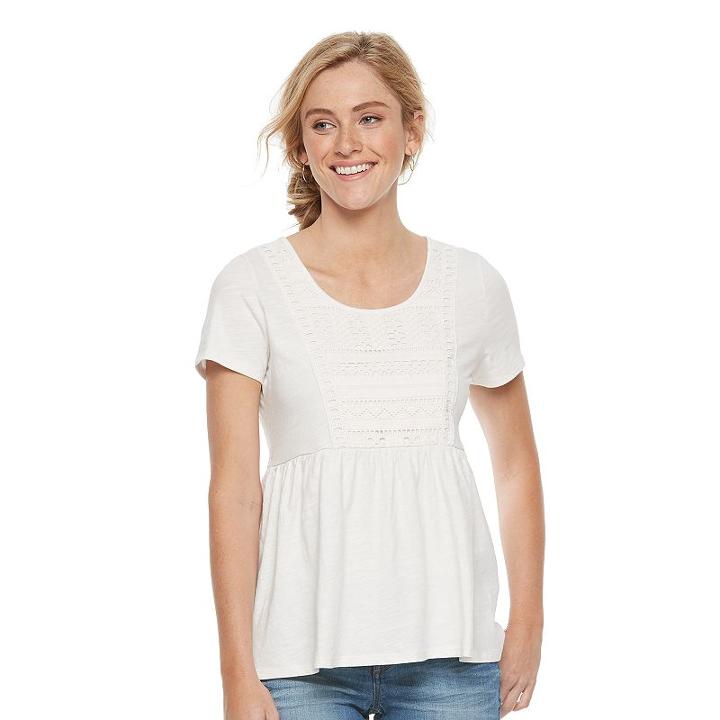 Women's Sonoma Goods For Life&trade; Embroidered Peplum Tee, Size: Xl, Natural