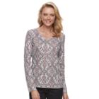 Women's Croft & Barrow&reg; Classic Long Sleeve V-neck Tee, Size: Xl, Orange