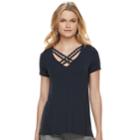 Women's Rock & Republic&reg; Strappy Crisscross Tee, Size: Xs, Blue (navy)