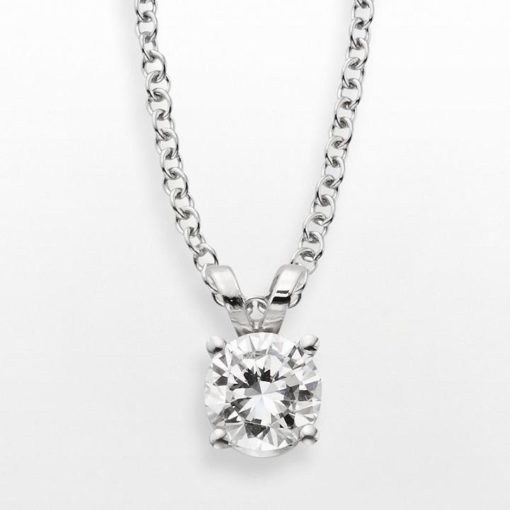 14k White Gold 1/2-ct. T.w. Igl Certified Diamond Solitaire Pendant, Women's, Size: 18
