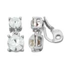 Napier Round Simulated Crystal Double Clip On Earrings, Women's, Silver