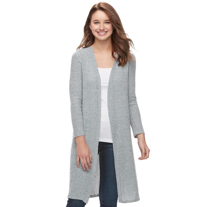 Juniors' About A Girl Cozy Duster Cardigan, Size: Medium, Lt Green