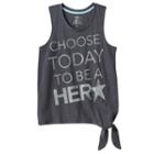 Girls Plus Size So&reg; Side Tie Graphic Tank Top, Size: 18 1/2, Light Grey