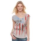 Women's Rock & Republic&reg; Slash Flag & Eagle Graphic Tee, Size: Medium, Med Grey