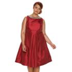 Plus Size Chaya Embellished Sateen Party Dress, Women's, Size: 24 W, Dark Red
