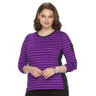 Plus Size Chaps Striped Pocket Tee, Women's, Size: 2xl, Purple