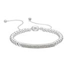 Chaps Beaded Pave Curved Bar Bracelet, Women's, Silver