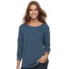 Women's Sonoma Goods For Life&trade; Feather Print French Terry Top, Size: Xl, Blue (navy)