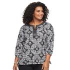Plus Size Cathy Daniels Print Sequin Top, Women's, Size: 2xl, Black White