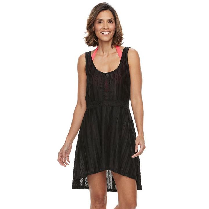 Beach Scene, Women's Pleated Cover-up, Size: Large, Black