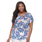 Plus Size Kate And Sam Printed Tee, Women's, Size: 3xl, Dark Red