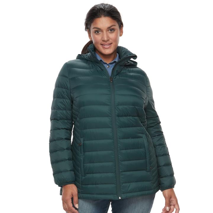 Plus Size Zeroxposur Packable Down-fill Puffer Jacket, Women's, Size: 1xl, Dark Green