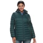 Plus Size Zeroxposur Packable Down-fill Puffer Jacket, Women's, Size: 1xl, Dark Green