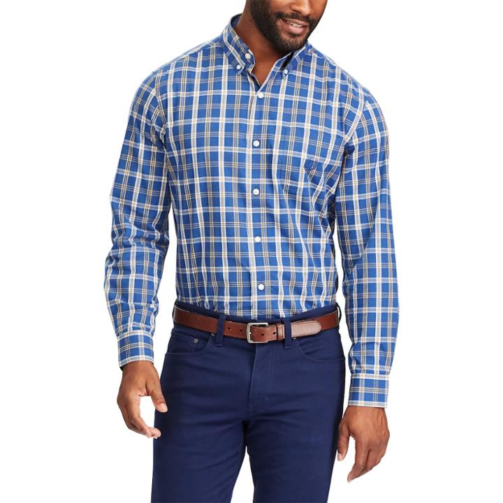 Big & Tall Chaps Classic-fit Stretch Poplin Button-down Shirt, Men's, Size: 3xl Tall, Blue