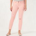Women's Lc Lauren Conrad Heart Ankle Skinny Jeans, Size: 14, Lt Orange
