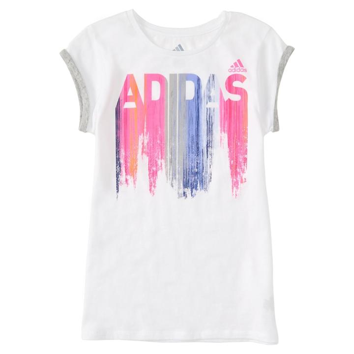 Girls 4-6x Adidas On A Roll Graphic Tee, Size: 6, White