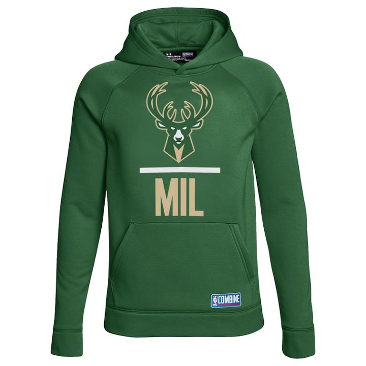 Boys 8-20 Under Armour Milwaukee Bucks Lockup Hoodie, Size: Medium, Green