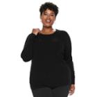Plus Size Napa Valley Cable-knit Crewneck Sweater, Women's, Size: 3xl, Black