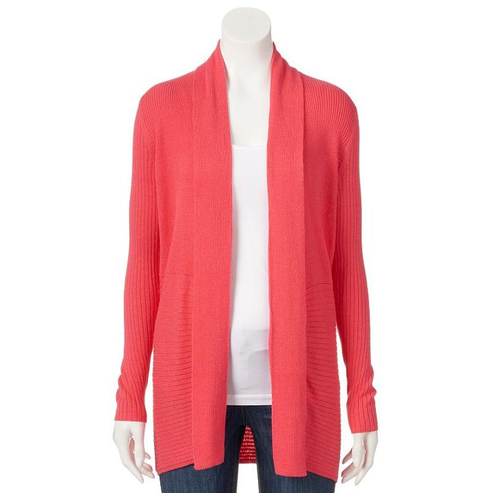Women's Croft & Barrow&reg; Ribbed Open-front Cardigan, Size: Xxl, Pink
